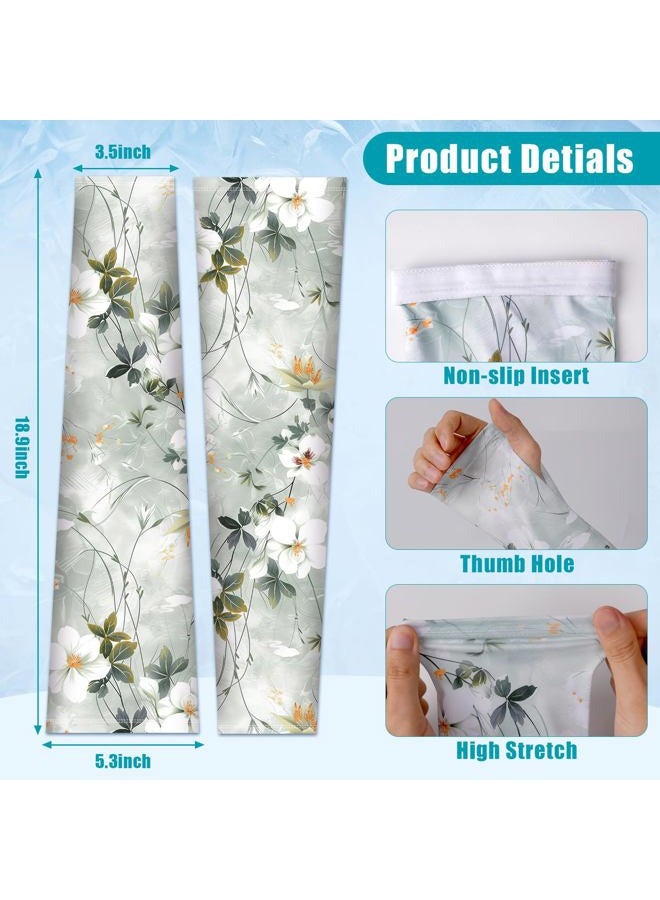 Bebila Gardening Sleeves for Women Farm UV Sun Protection Anti-Scratch Cooling Sleeves with Thumb Hole Arms Cover Outdoors (Watercolor flowers) - Image 5