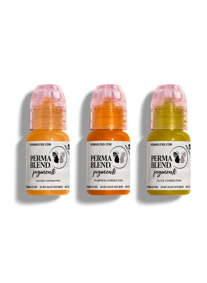 Perma Blend Corrector Pigment Mini Set – Perma Blend Corrector Mini Set 3x15ml | Professional PMU Color Correction Tattoo Ink Collection for Brows, Lips & Tattoos | Vegan, Long-Lasting | SKU: PBMSCS - Image 1