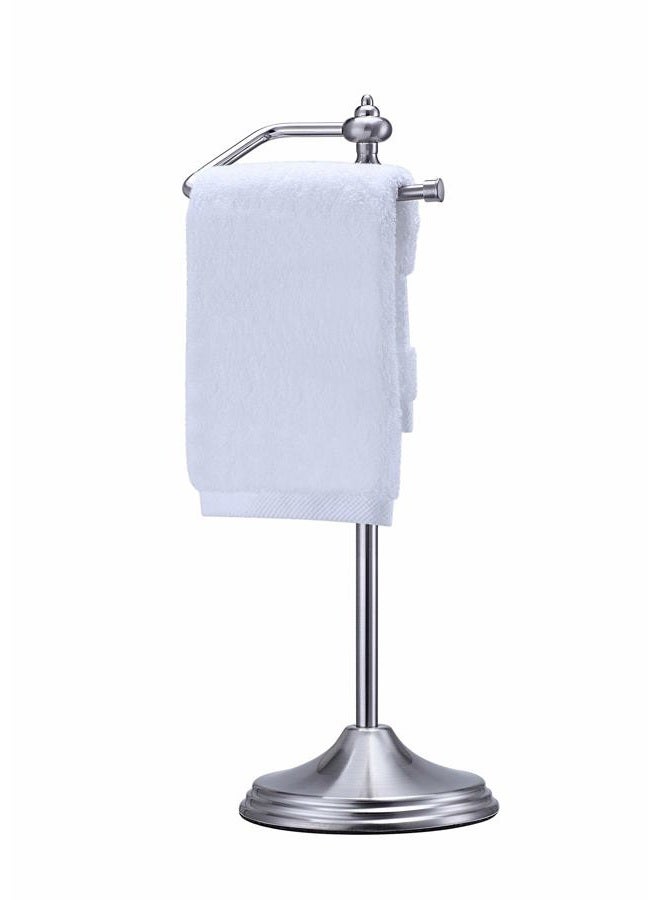 SunnyPoint Heavy Weight Classic Decorative Metal Fingertip Towel Holder Stand for Bathroom, Kitchen, Vanity and Countertops; Hanging Bar is 14.2" Height (Stain Nickel, 15.6" x 5.6" x 5.6") - Image 1