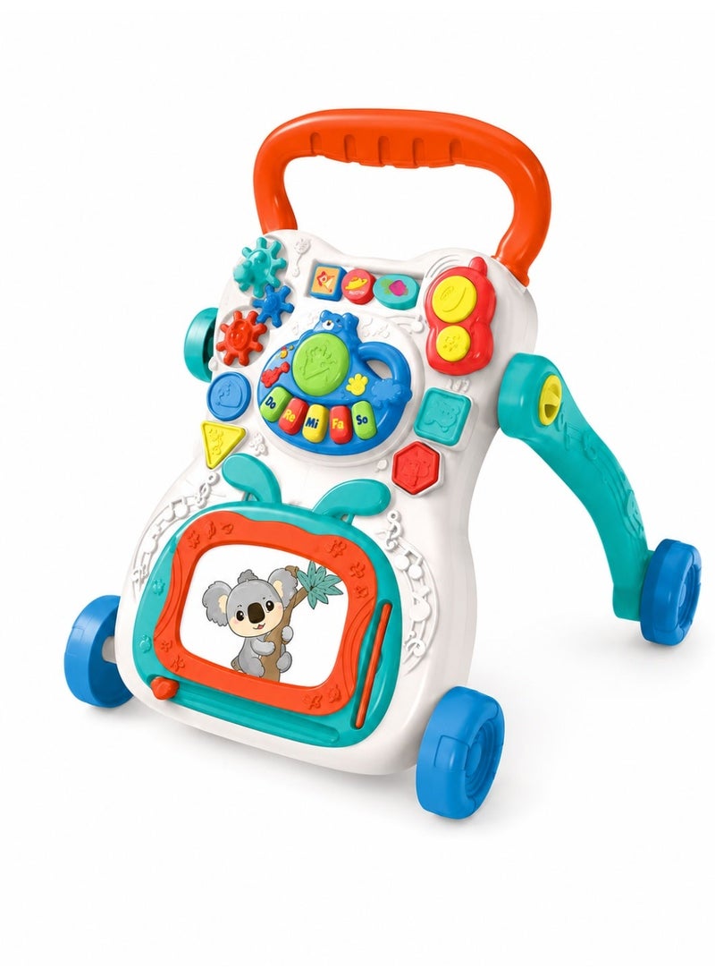 5-in-1 Baby Walker for Toddlers, Push Walker with Music Activity Center, Learning Walker Toy with Drawing Board, Piano Keys, Shape Buttons & Wheels, Educational Walking Toy for Boys and Girls Ages 12+ Months - Image 1