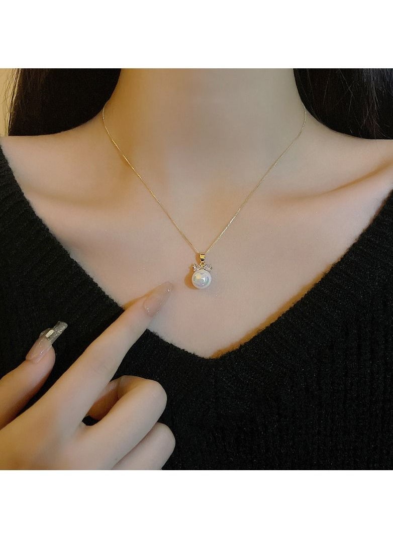 Satinior - Bow Pearl Necklace Gold Tone Plated - Image 1