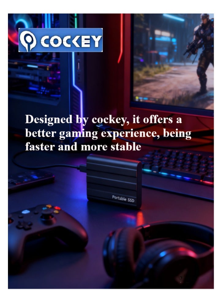 كوكي محرك أقراص خارجي محمول سعة 2 تيرابايت، و 200 جيجابايت لنقل البيانات بسرعة 3.2 عالية، محرك أقراص احتياطي للكمبيوتر يدعم تخزين ونقل البيانات، محرك أقراص خارجي محمول صغير للحالة الصلبة، للكمبيوتر الشخصي/المحمول/الهاتف المحمول، إلخ (طراز أسود - Image 4