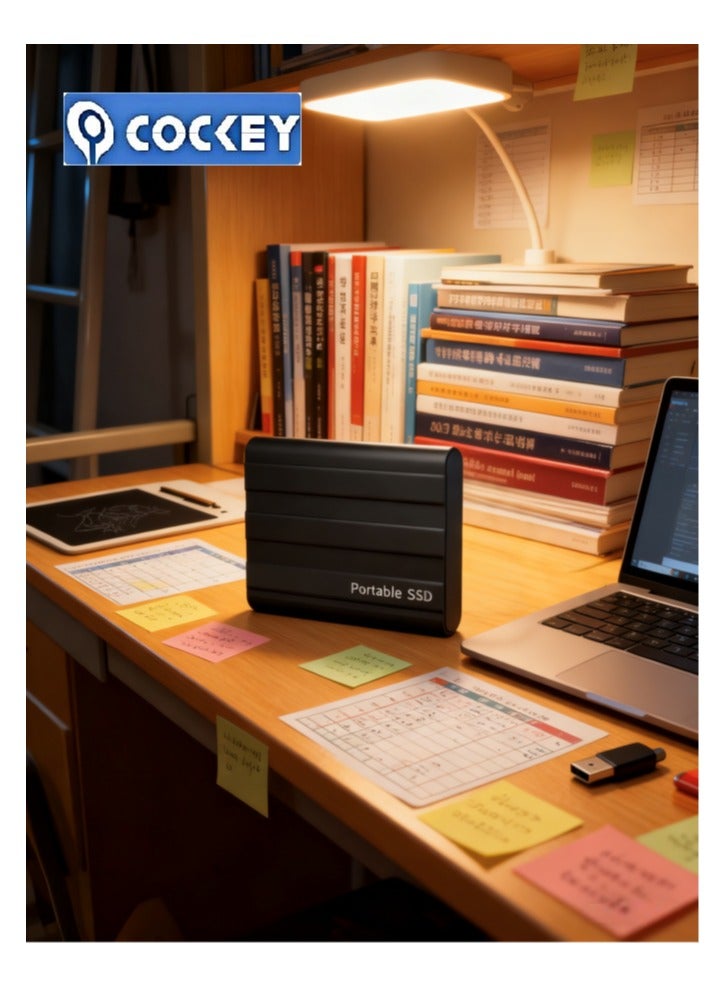 كوكي محرك أقراص خارجي محمول سعة 2 تيرابايت، و 200 جيجابايت لنقل البيانات بسرعة 3.2 عالية، محرك أقراص احتياطي للكمبيوتر يدعم تخزين ونقل البيانات، محرك أقراص خارجي محمول صغير للحالة الصلبة، للكمبيوتر الشخصي/المحمول/الهاتف المحمول، إلخ (طراز أسود - Image 5