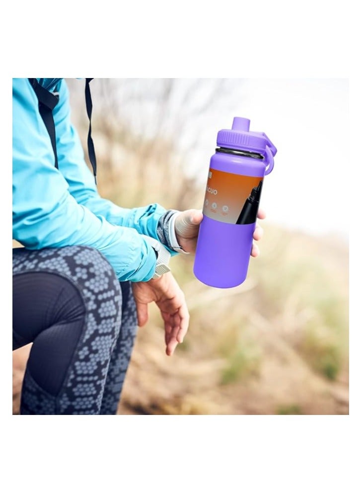 Stainless Steel Water Bottle, 600ml Double Walled Insulated Water Bottle Leak proof Wide Mouth Straw Lid, Sports Water Bottle For Indoor and Outdoor Activities  - Image 3