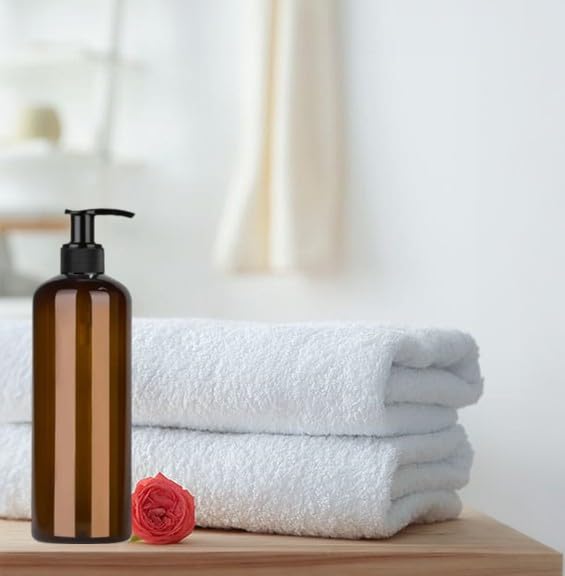 HARRODS 200ml Amber Plastic Pump Bottles (Pack of 12) | Refillable Empty Shampoo, Lotion & Liquid Soap Dispenser Containers | Durable Cylinder Bottles for Bathroom, Salon & Travel Use - Image 5