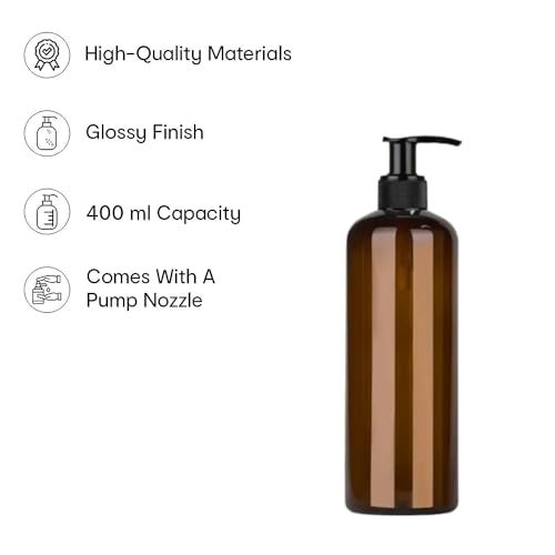 HARRODS 200ml Amber Plastic Pump Bottles (Pack of 12) | Refillable Empty Shampoo, Lotion & Liquid Soap Dispenser Containers | Durable Cylinder Bottles for Bathroom, Salon & Travel Use - Image 4