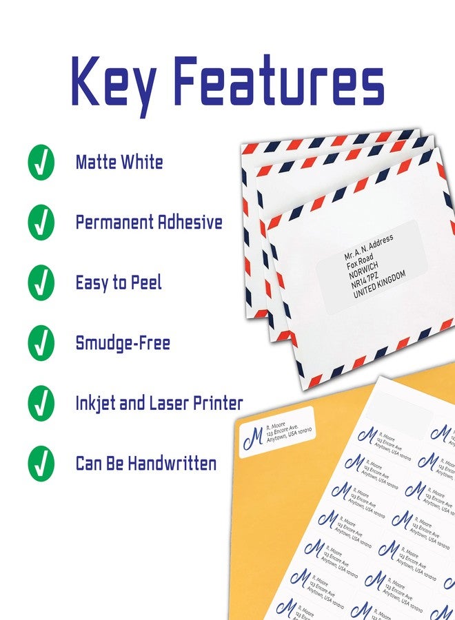 Blank Labels Return Address Label - 1.75” x .50” - 80 Labels Per Sheet - Permanent White Matte - Inkjet and Laser Guaranteed - Easy to Peel - Made in USA - 100 Sheets - 8000 Labels - Image 5