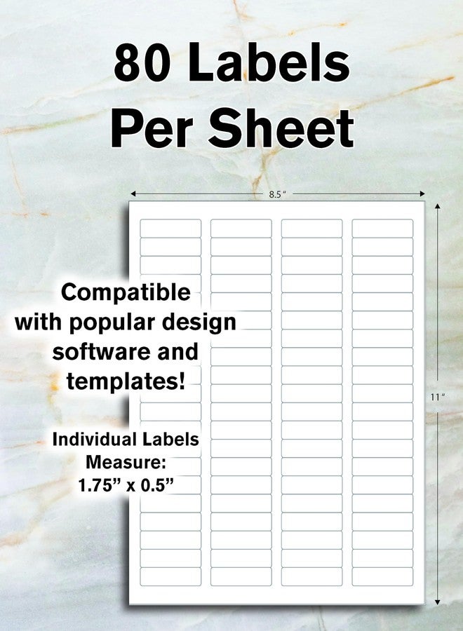 Blank Labels Return Address Label - 1.75” x .50” - 80 Labels Per Sheet - Permanent White Matte - Inkjet and Laser Guaranteed - Easy to Peel - Made in USA - 100 Sheets - 8000 Labels - Image 2