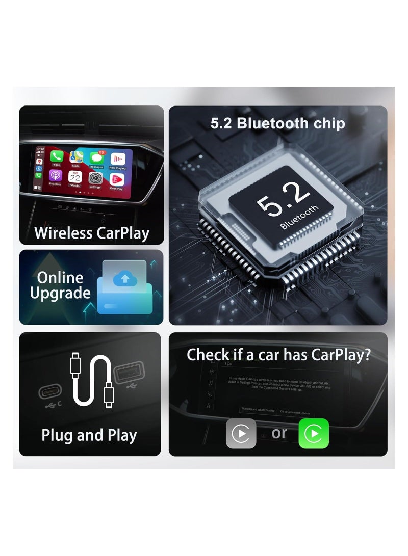 Wireless CarPlay Adapter, 2024 New Upgrades Wired to Wireless CarPlay Dongle Carplay, Support Online Update,No delay Plug & Play only for All Factory Wired CarPlay Cars - Image 5