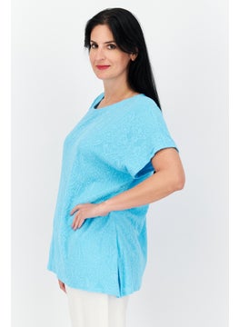 Women Round Neck Short Sleeve Textured Top, Turquoise - pzsku/ZBAF839464AEC555F69F7Z/45/_/1725378744/5f3f0457-d277-48b7-a7ab-f06da5a0cbd5