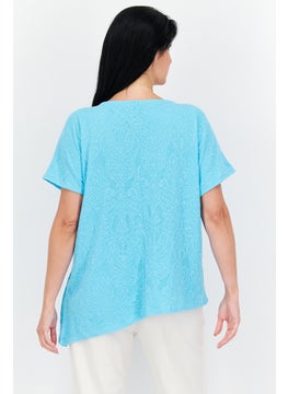 Women Round Neck Short Sleeve Textured Top, Turquoise - pzsku/ZBAF839464AEC555F69F7Z/45/_/1735481370/af2af2ed-421a-41f2-8fff-906f4923c0c2