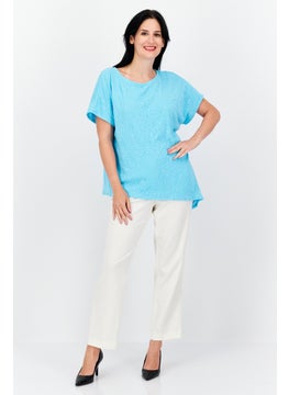 Women Round Neck Short Sleeve Textured Top, Turquoise - pzsku/ZBAF839464AEC555F69F7Z/45/_/1735481376/ff670da5-c99e-41ee-8cfb-bcbfd198912f