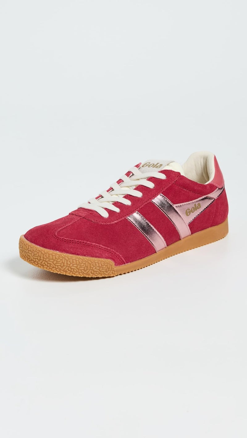 Gola Women's Elan Glitz Suede Sneakers, Red/Pink/Coral, 7 Medium US - Image 2