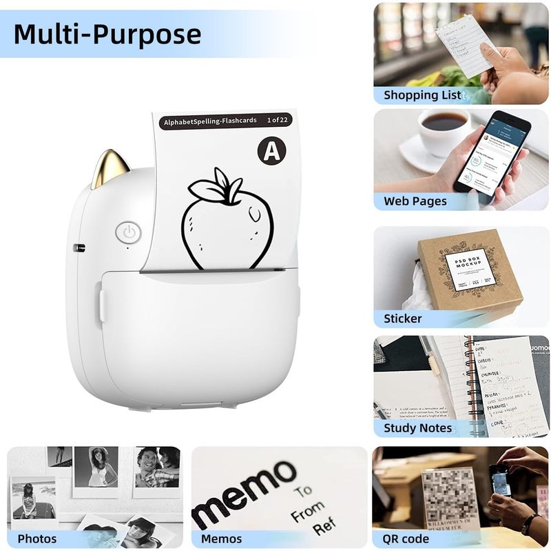 Luckam Mini Pocket Printer, Portable Instant Sticker Maker With 7 Color Lamp, Thermal Printer for Study, DIY Scrapbook - Image 3