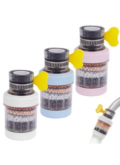 SYOSI Faucet Tap Water Filter 3 Pack Kitchen Tap Filtration Activated Carbon Clean Purifier, Universal Interface Sink Tap Interface Faucet Filter with Six Layers Filtration for Home Kitchen Bathroom