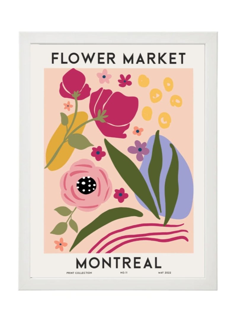Boomah Accessories Flower Market Montreal Colorful Botanical Art Poster with Frame 30x40cm 