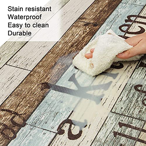 FRESHMINT Farmhouse Kitchen Mats Sets 2 Piece Cushioned Comfort Mat for Home & Office Ergonomically Engineered Memory Foam Kitchen Rug Waterproof Non-Skid, 30" by 17" + 47" by 17",Happiness - Image 5