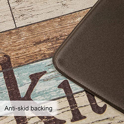 FRESHMINT Farmhouse Kitchen Mats Sets 2 Piece Cushioned Comfort Mat for Home & Office Ergonomically Engineered Memory Foam Kitchen Rug Waterproof Non-Skid, 30" by 17" + 47" by 17",Happiness - Image 4