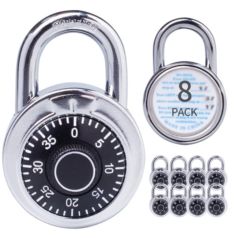 XanHen Combination Padlocks with Metal Body Indoor Use for Gym Lockers School Locker Black 8Pack - Image 2