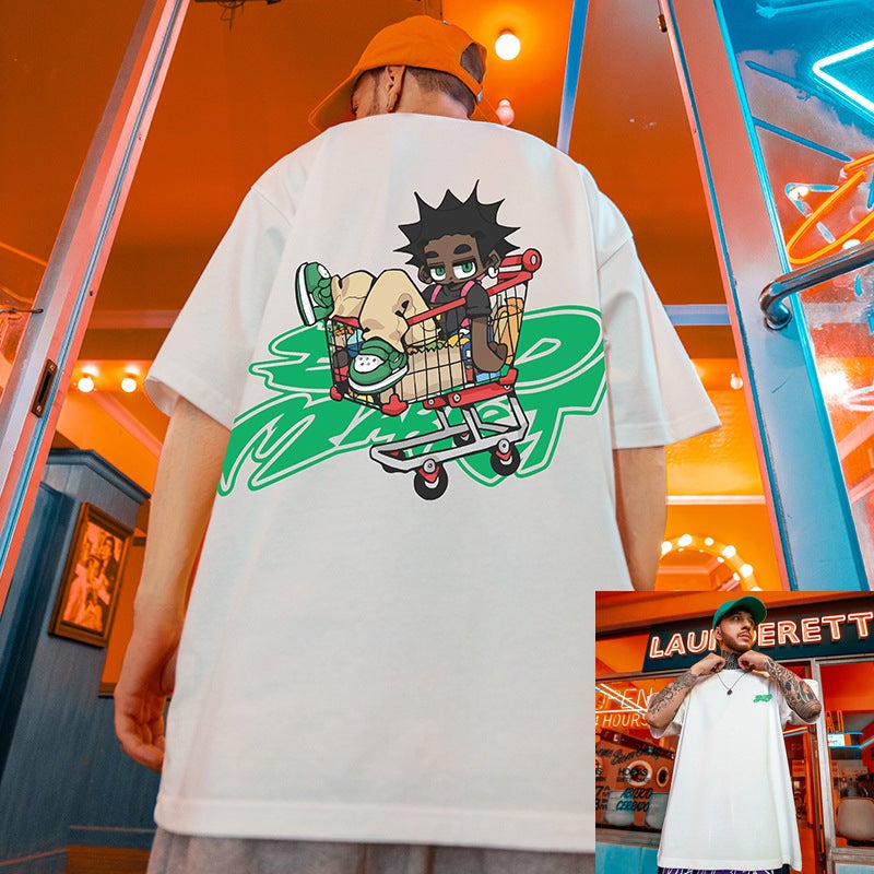 T13 Polyester Printed Short Sleeve T-Shirt M-8Xl Panda T-Shirt Super Small Bf Nili Street Hip Hop Cartoon - Image 1