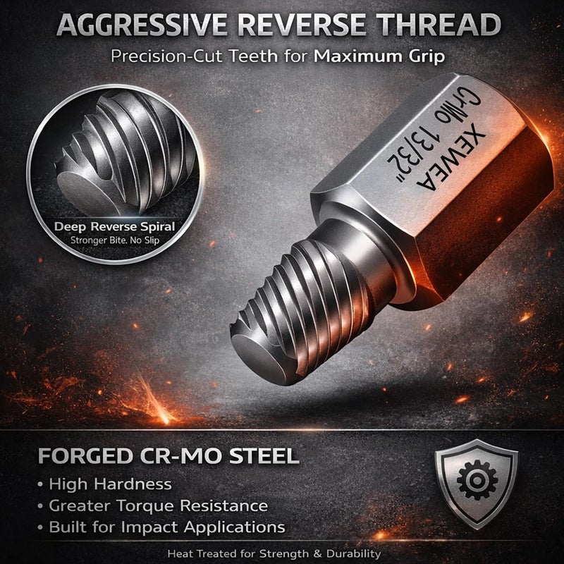 XEWEA 25Pcs Screw Extractor Set, Hex Head Multi-Spline Easy Out Bolt RemoverTool, High-Hardness Cr-Mo Steel EZ Out for Removing Stripped, Broken Rusted Bolts Screws, Father's Day gift - Image 4