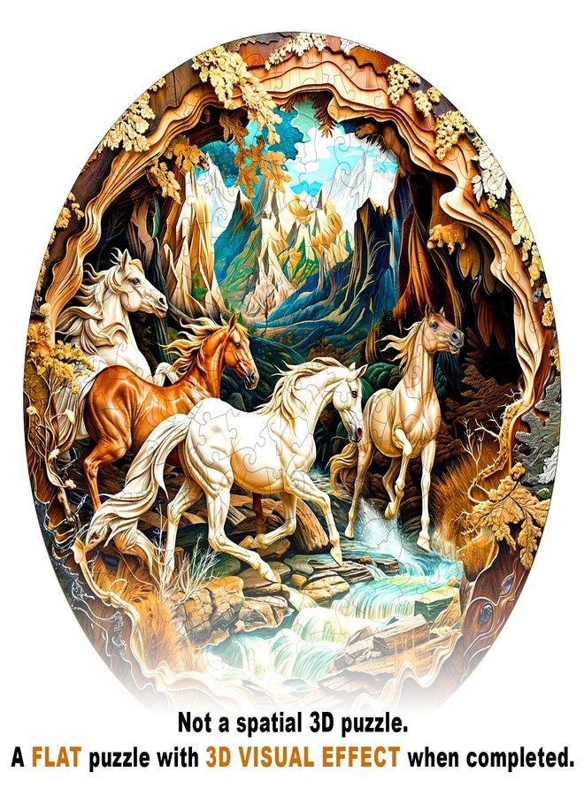 DOCRAGI Wooden Puzzles for Adults - Horse Wooden Jigsaw Puzzle - Unique Shape 3D Vision Wood Puzzles Adult - Christmas Birthday Gifts for Adults/Friends/Family - 200pcs 11.4 * 11.4in - Image 2