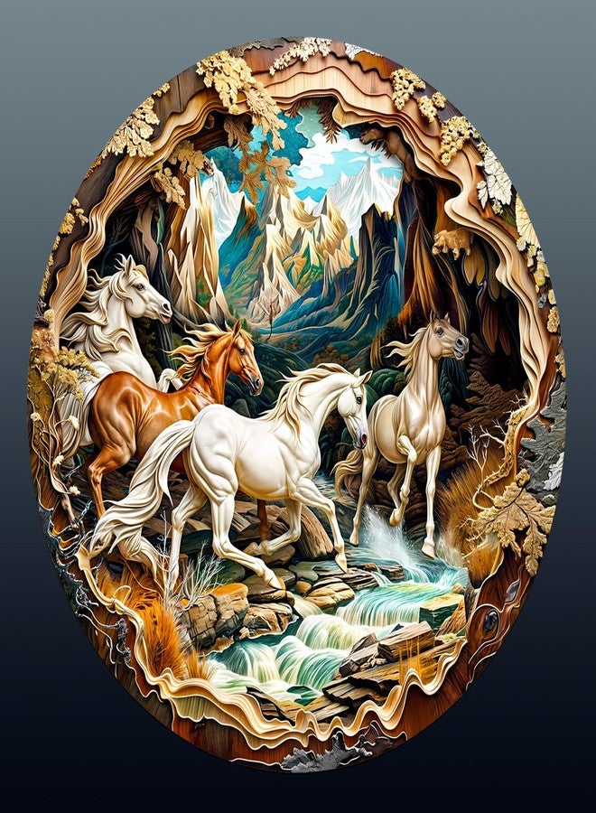 DOCRAGI Wooden Puzzles for Adults - Horse Wooden Jigsaw Puzzle - Unique Shape 3D Vision Wood Puzzles Adult - Christmas Birthday Gifts for Adults/Friends/Family - 200pcs 11.4 * 11.4in - Image 1