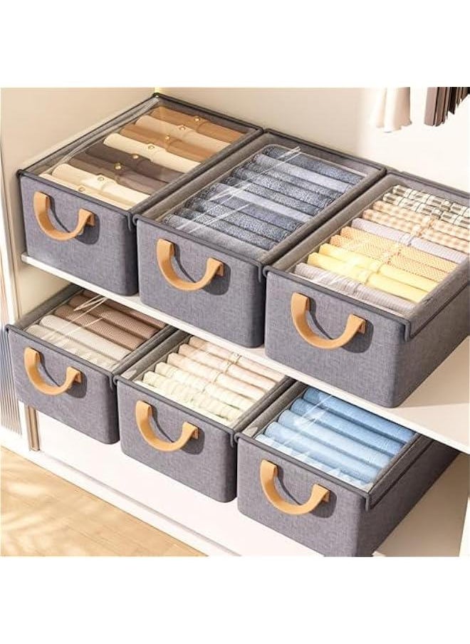 MIXDE Storage Bins for Shelves, Linen Closet Organizers and Storage Baskets with Metal Frame, Extra Large Storage Boxes for Wardrobe Shelf Laundry Room with Lid,Beige,2-Pack  - Image 4