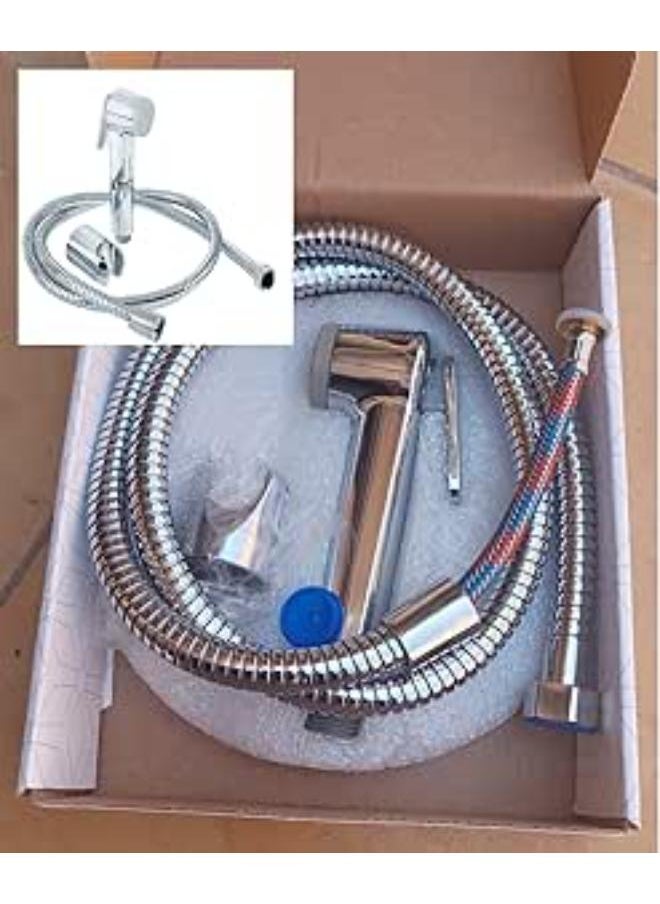 Shams - Fine Finish Sanitary Shattaf For Bathroom/Jet Spray For Toilet Shower Faucet, Polished Finish (Nickel Shattaf) - Image 1