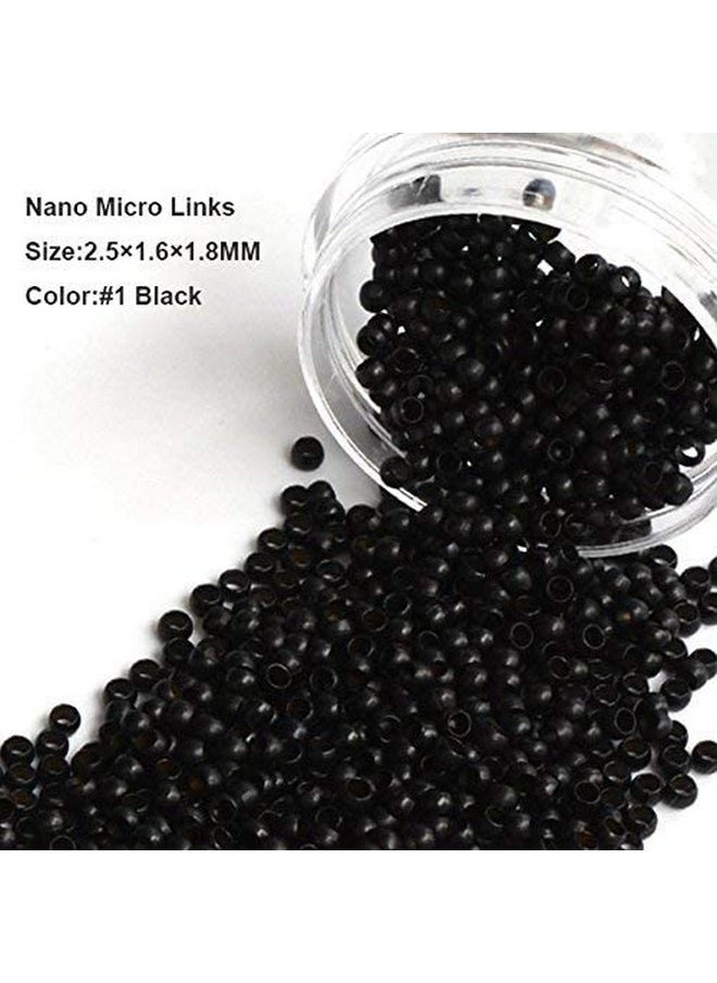 Funyn - Nano Copper Micro Rings Dreadlock Beads Microlink nano micro tube ring For Tip/Ring Hair Extensions Link Hair Tools Accessories (#1 Black) - Image 1