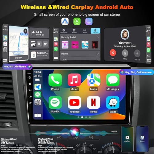 iCarSEPTON 4G+64G Android Upgrade Radio for Toyota Tundra 2007-2013, Toyota Sequoia 2008-2015, Head Unit Car Audio 10" Touch Screen Stereo Wireless Carplay Android Auto Bluetooth 5GWiFi GPS for J-B-L & No J-B-L - Image 3