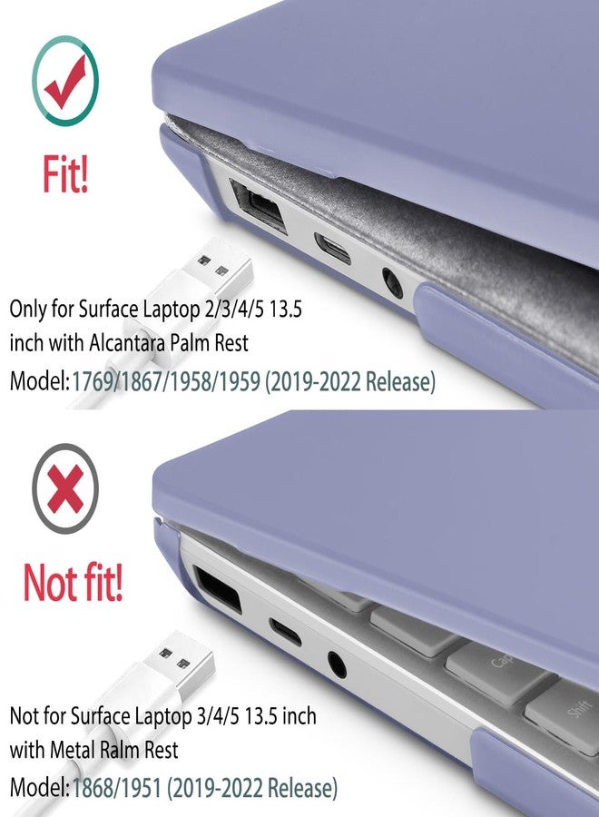 May Chen Case for 13.5" Microsoft Surface Laptop 3/4/5 with Alcantara Palm Rest Model 1867 1958 1950 (2019 2021 2022), Plastic Hard Shell Case with Keyboard Cover + Screen Protector, Lavender Gray - Image 3