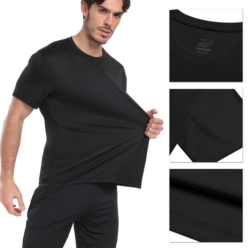 HovSiyla 5 Pack Workout Shirts for Men Athletic Running Gym Quick Dry Short Sleeve Performance Moisture Wicking T Shirt-Black-XL - Image 3