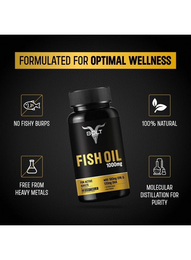 Bolt Nutrition Fish Oil 1000mg Capsules (60 Softgel Capsules) | 180 mg EPA & 120 mg DHA | Omega-3 Fish Oil - Image 4