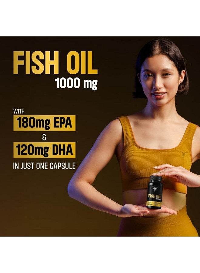 Bolt Nutrition Fish Oil 1000mg Capsules (60 Softgel Capsules) | 180 mg EPA & 120 mg DHA | Omega-3 Fish Oil - Image 2