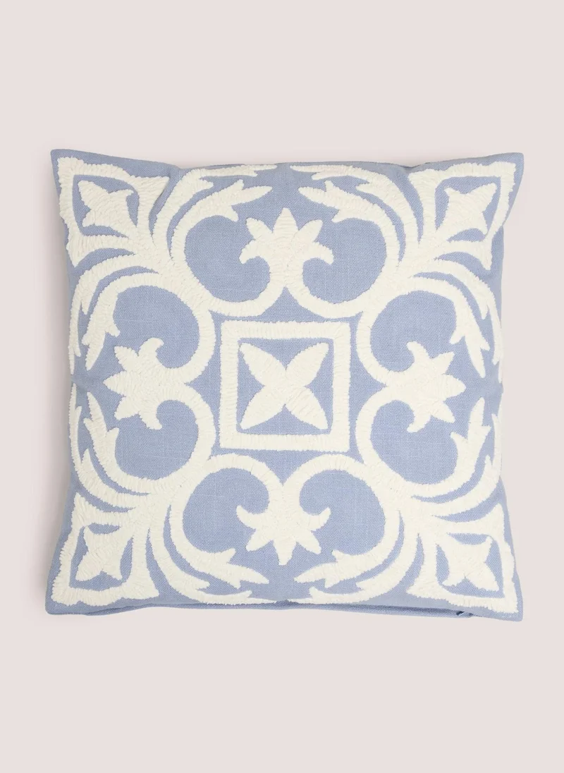 Matalan Blue Ornate Embroidery Cushion