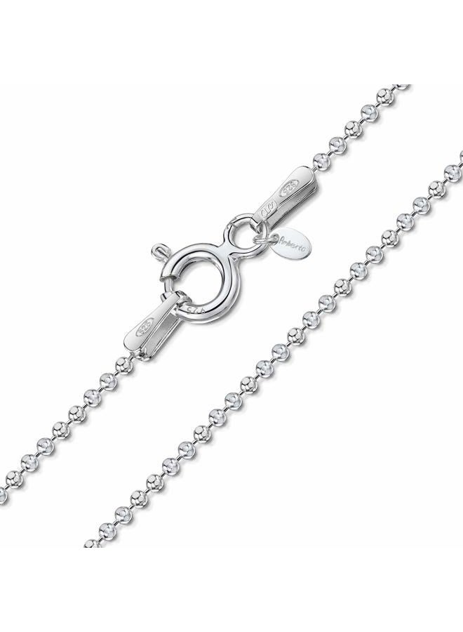 Amberta 925 Sterling Silver 1.1 mm Ball Chain Necklace for Men Women | 925 Silver Chain for Men Women | Silver Dog Tag Chain for Men | Silver Beaded Necklace for Women: 18 inch / 45 cm - Image 1