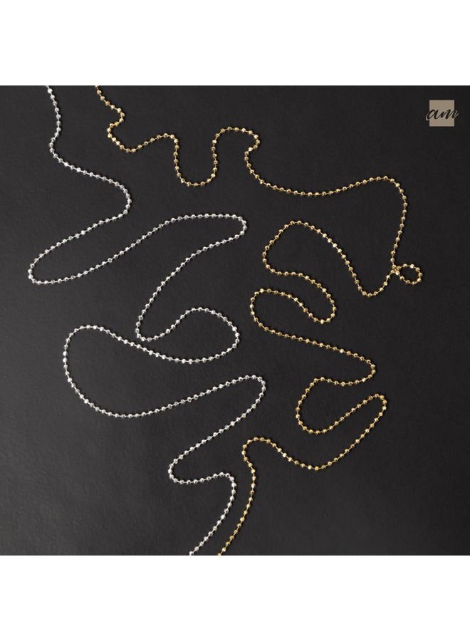 Amberta 925 Sterling Silver 1.1 mm Ball Chain Necklace for Men Women | 925 Silver Chain for Men Women | Silver Dog Tag Chain for Men | Silver Beaded Necklace for Women: 18 inch / 45 cm - Image 3