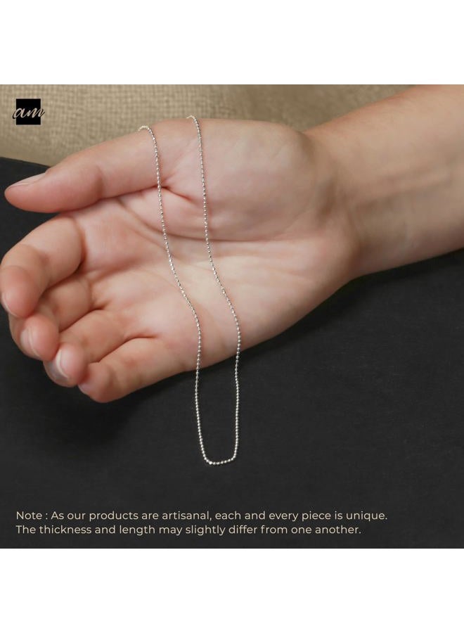 Amberta 925 Sterling Silver 1.1 mm Ball Chain Necklace for Men Women | 925 Silver Chain for Men Women | Silver Dog Tag Chain for Men | Silver Beaded Necklace for Women: 18 inch / 45 cm - Image 4