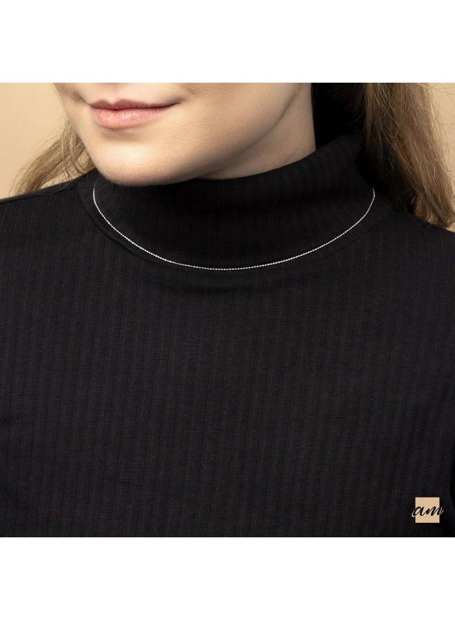 Amberta 925 Sterling Silver 1.1 mm Ball Chain Necklace for Men Women | 925 Silver Chain for Men Women | Silver Dog Tag Chain for Men | Silver Beaded Necklace for Women: 18 inch / 45 cm - Image 2