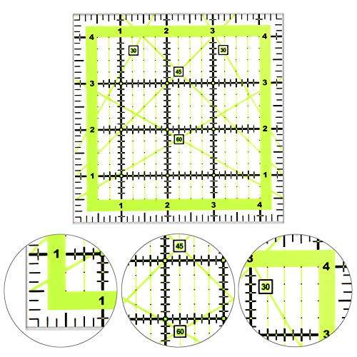 UOOU Quilting Ruler (4.5"X4.5"), Square Quilting Rulers Fabric Cutting Ruler Acrylic Quilters Rulers Clear Mark for Easy Precision Cutting and Crafts Quilting and Sewing 1 Pack - Image 4