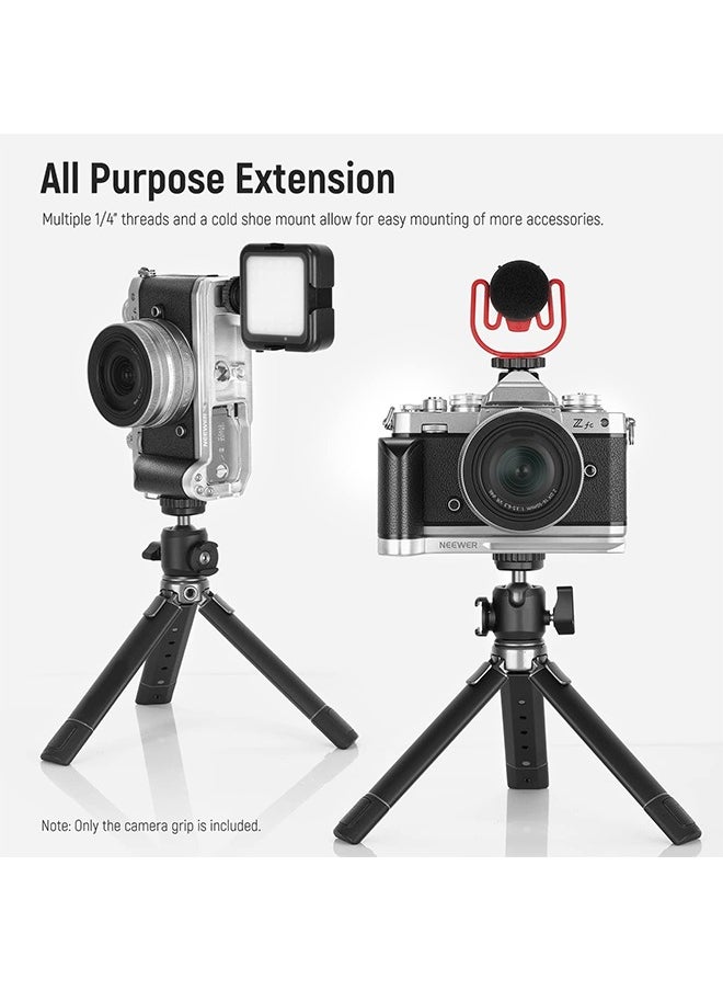 Neewer - NEEWER Camera Grip for Nikon Z fc, Aluminum Alloy L Shaped Handgrip with Retro Leather Handle, 1/4” Thread, Cold Shoe, and Arca Dovetail, Compatible with Nikon Z fc Mirrorless Camera (VS108) - Image 1