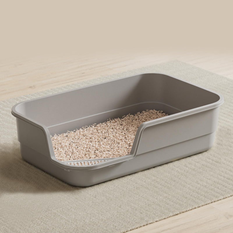 LoopTime Extra Large Cat Litter Box with High Sides,Cats Boxes for Indoor Cats,Cat Litter Pan for Kitty,Litter Box with Low Entry,Easy to Clean,Anti-Splashing,23.6" x15.7" x5.9" (Grey) - Image 1