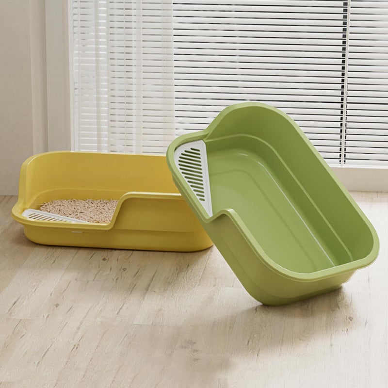 LoopTime Extra Large Cat Litter Box with High Sides,Cats Boxes for Indoor Cats,Cat Litter Pan for Kitty,Litter Box with Low Entry,Easy to Clean,Anti-Splashing,23.6" x15.7" x5.9" (Grey) - Image 2