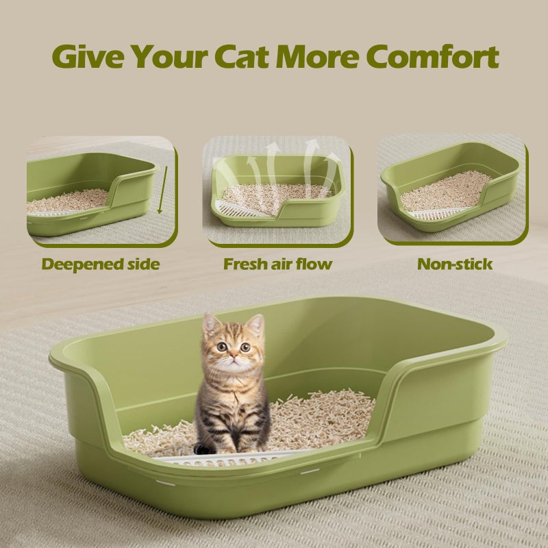 LoopTime Extra Large Cat Litter Box with High Sides,Cats Boxes for Indoor Cats,Cat Litter Pan for Kitty,Litter Box with Low Entry,Easy to Clean,Anti-Splashing,23.6" x15.7" x5.9" (Grey) - Image 4