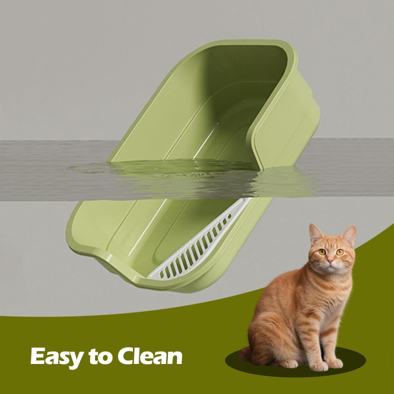 LoopTime Extra Large Cat Litter Box with High Sides,Cats Boxes for Indoor Cats,Cat Litter Pan for Kitty,Litter Box with Low Entry,Easy to Clean,Anti-Splashing,23.6" x15.7" x5.9" (Grey) - Image 5