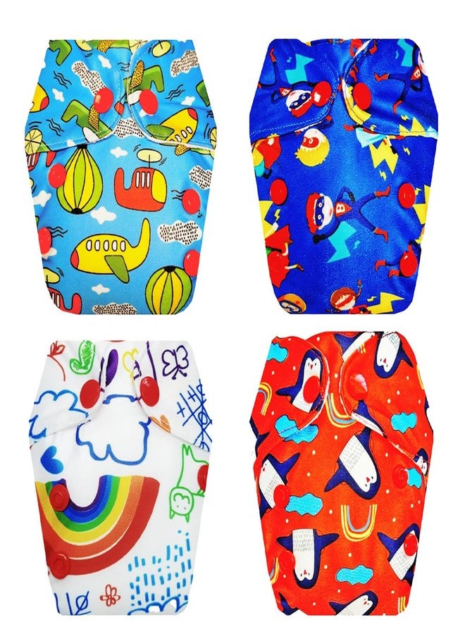 Dumbledo Premium Newborn Cloth Diaper with Integrated Insert (Pack of 4) | Snug Fit | 6-Layer Absorbent Pad | Easy to Clean | Perfect for Indian Summers | 0 - 4 Months | Unisex Baby - Image 1