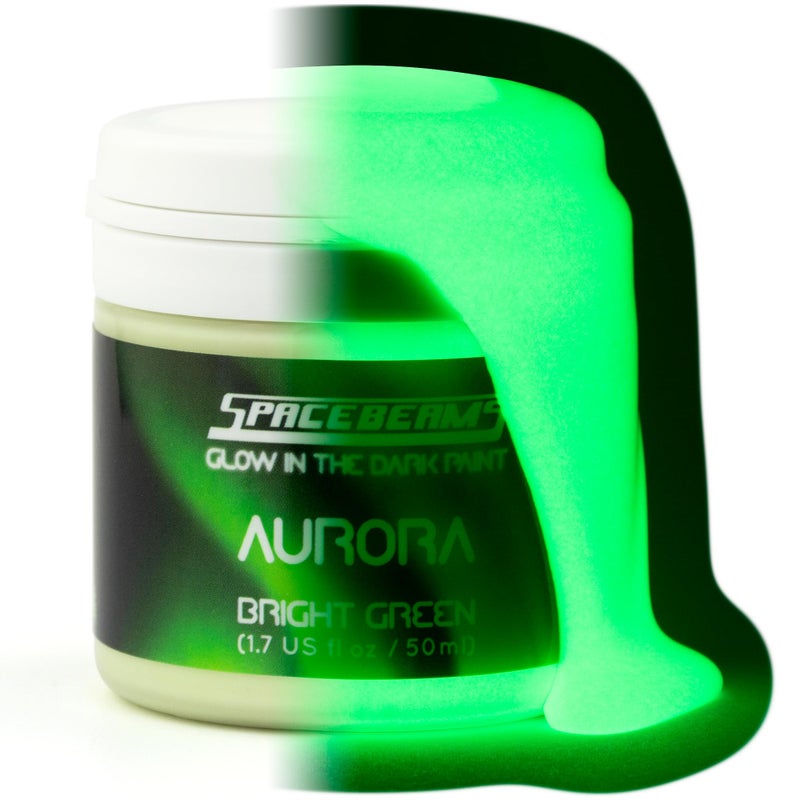 SpaceBeams Aurora Glow in the Dark Paint (1.7 Fl Oz) Bright Green Glow, Non-Toxic, Water Based - Image 1