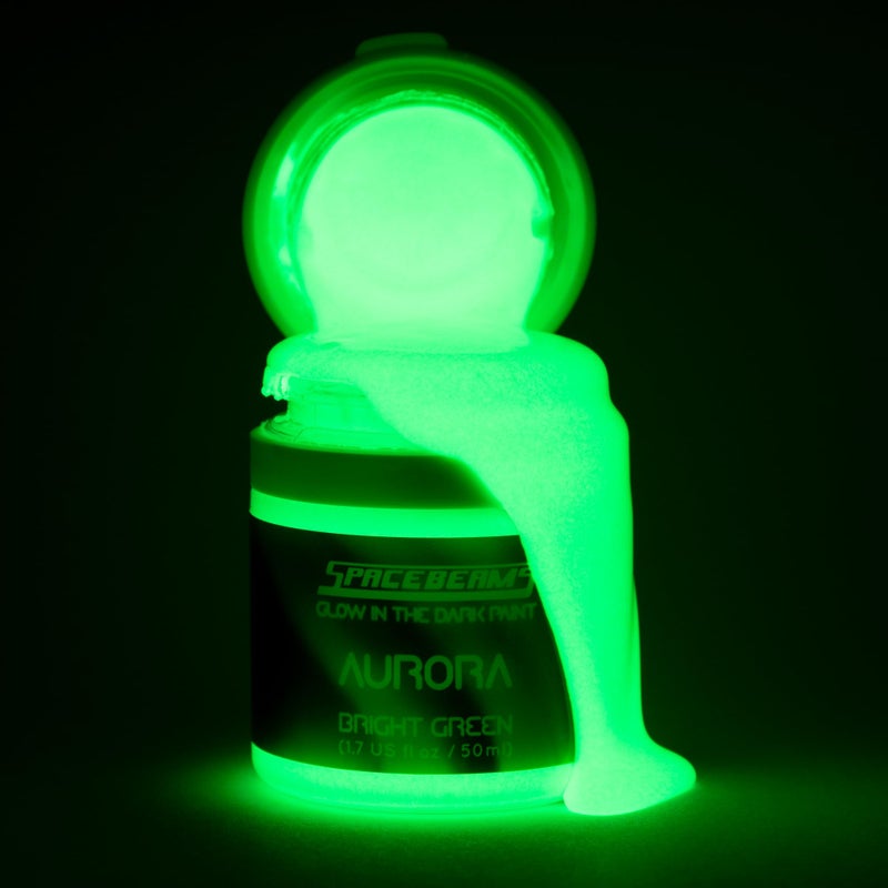 SpaceBeams Aurora Glow in the Dark Paint (1.7 Fl Oz) Bright Green Glow, Non-Toxic, Water Based - Image 2
