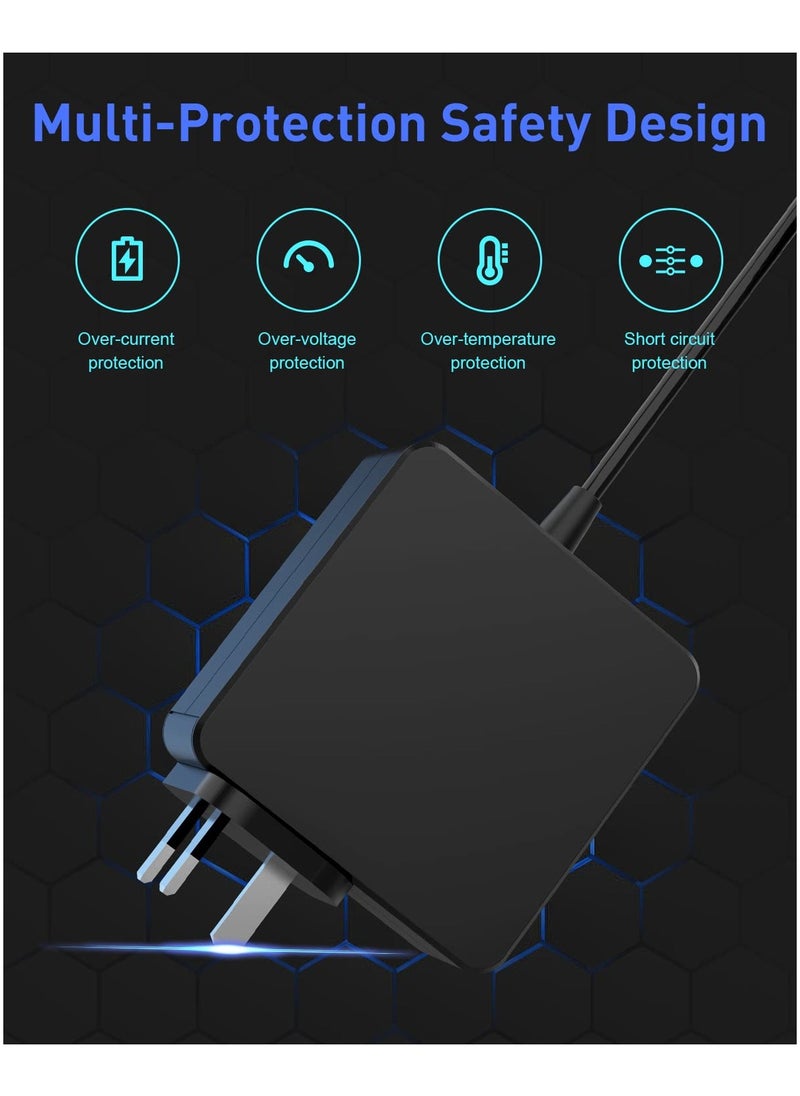 محول طاقة USB C بقدرة 65 وات 45 وات، سلك محول طاقة لشاحن الكمبيوتر المحمول من النوع C PD لأجهزة MacBook/Pro/Air، وSwitch، وSamsung، وASUS، وAcer، وDell، وHUAWEI، وHP والمزيد من الأجهزة من النوع C